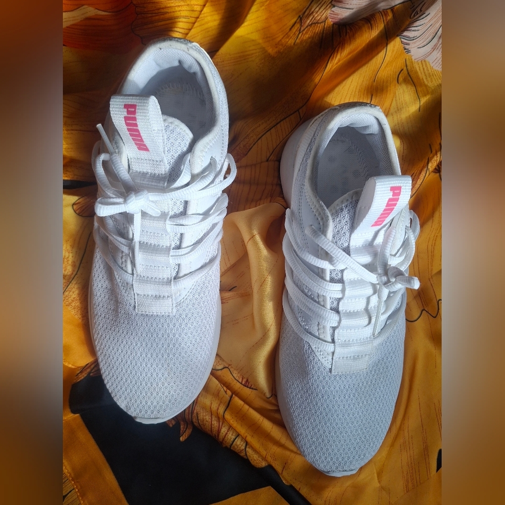 🎁PUMA Soft Ride Star Running Shoes Mesh White/ Pink Sz. 8.5 - Picture 6 of 10